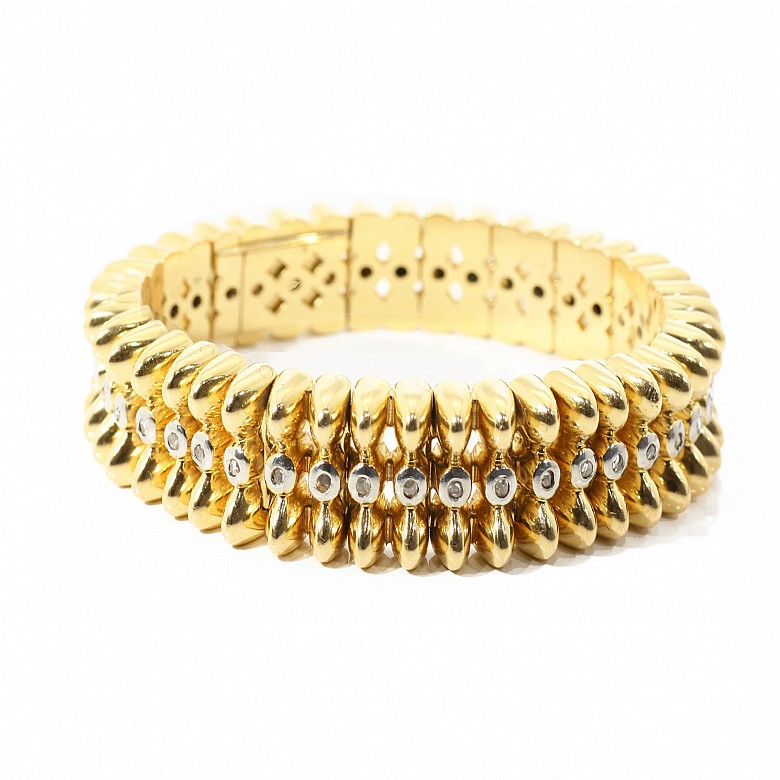 18k黄金镶钻石手链 约1950年