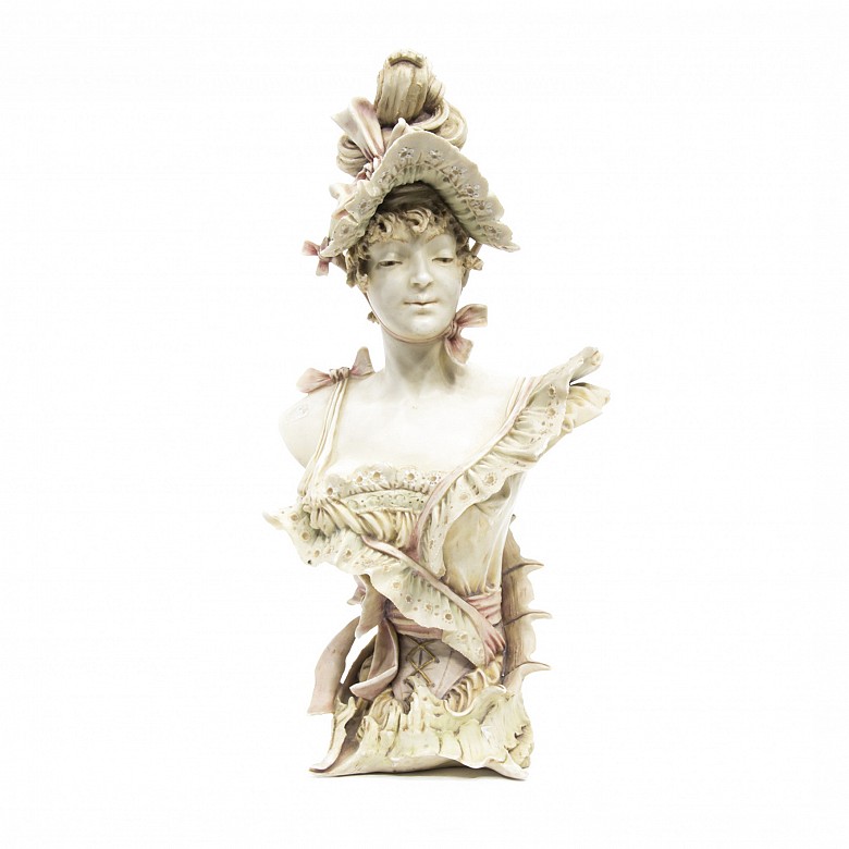 Painted porcelain bust, Austria, late 19th - early 20th century