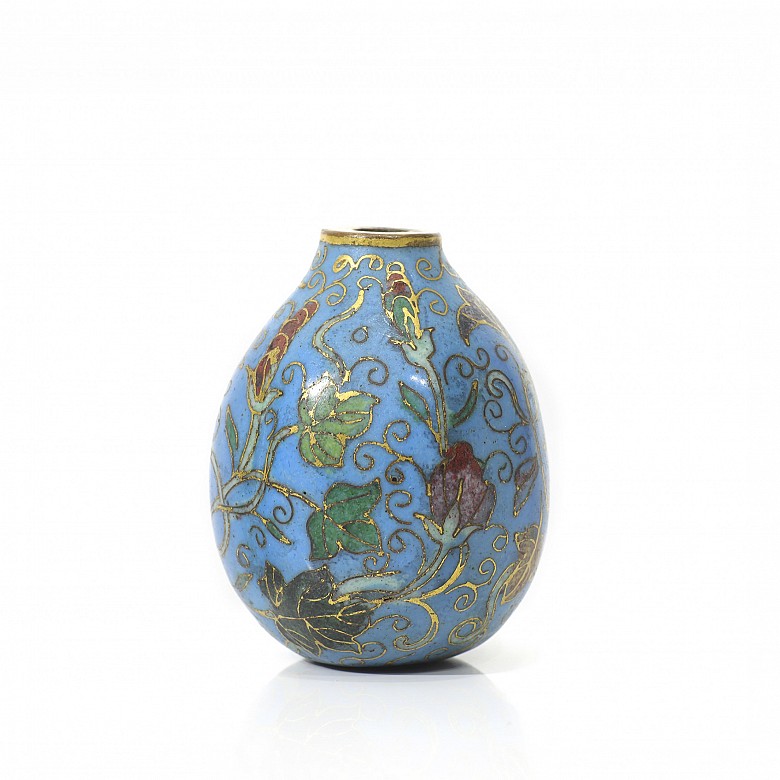 Botella de rapé en esmalte cloisonné, dinastía Qing