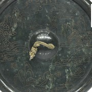 Jade mirror with inscriptions and landscapes, 20th century