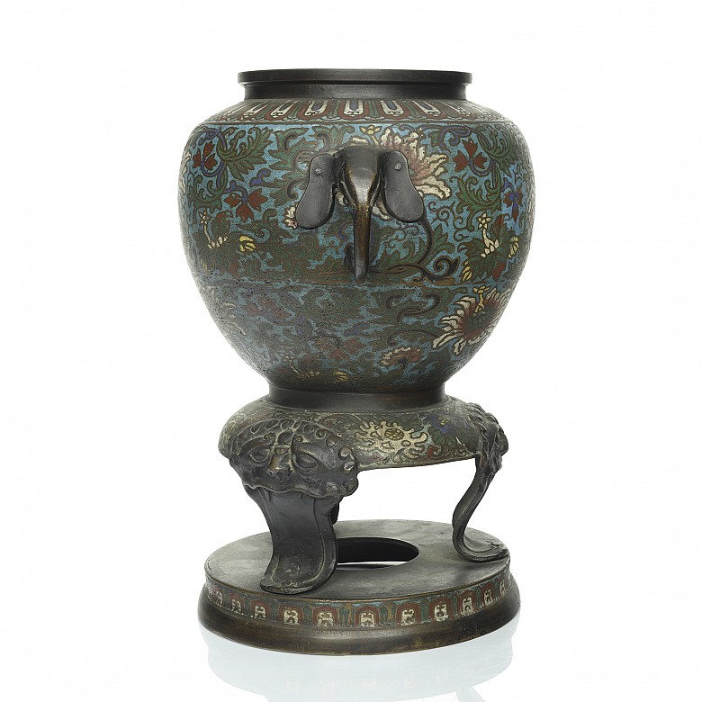 Enamelled bronze cloisonné vase, 20th century