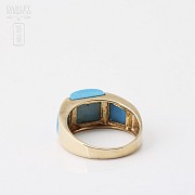 Turquoise ring in 18k yellow gold. - 1