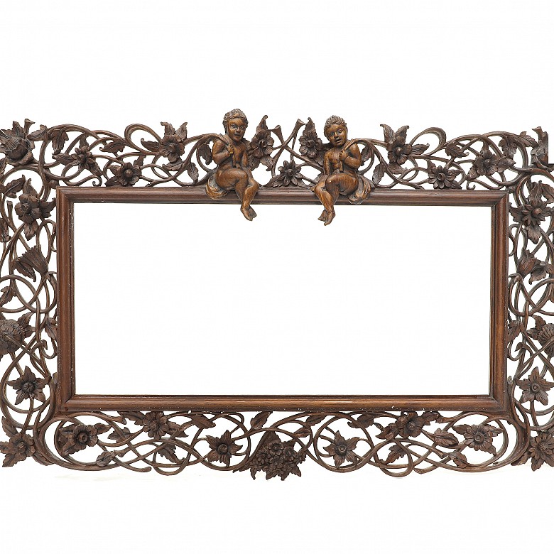 Vicente Andreu. A fretworked wooden frame with cherubs, 20th century - 1