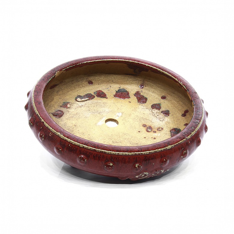 Maceta de cerámica esmaltada, Sangre de toro, China, s.XX