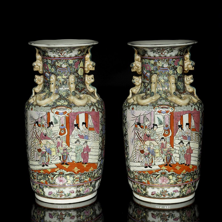 Pair of vases, Canton, 20th century