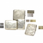 Lote de cuatro pitilleras de plata inglesa, pps.s.XX