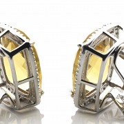 Pendientes en oro blanco de 18k con citrinos y diamantes - 4