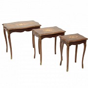 Chapeada wood nest tables, 20th century