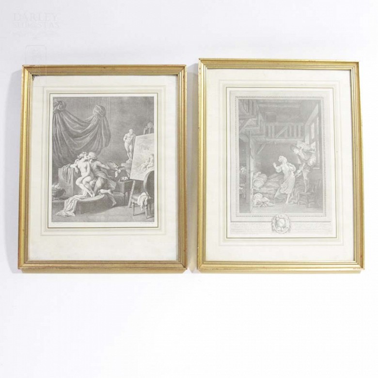 Five framed antique prints - 1
