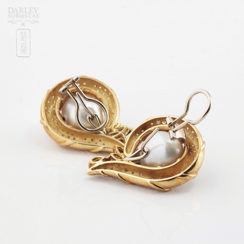 Fantastic pearl and sapphire earrings - 1