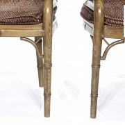 Pareja de sillas con asiento de rejilla, s.XX - 1