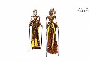 Indonesian puppet couple, 20th century