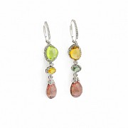 Earrings in 18k white gold with diamonds and tourmaline