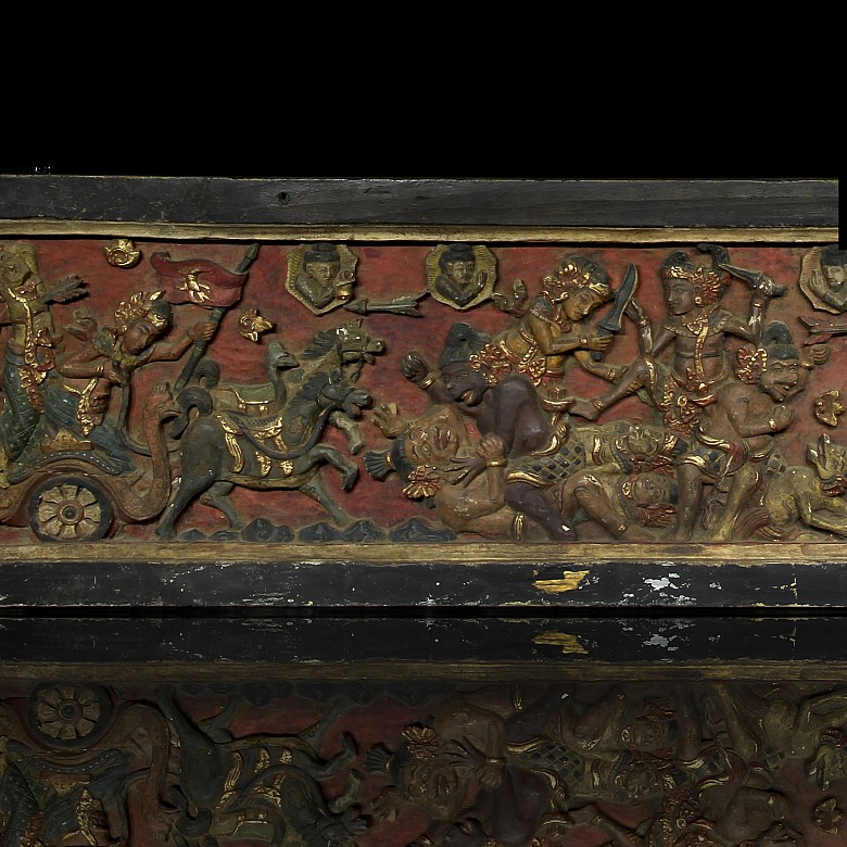 Relieve tallado en madera, India, S.XIX