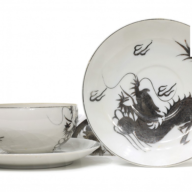 Juego de té chino en porcelana, S.XX - 2