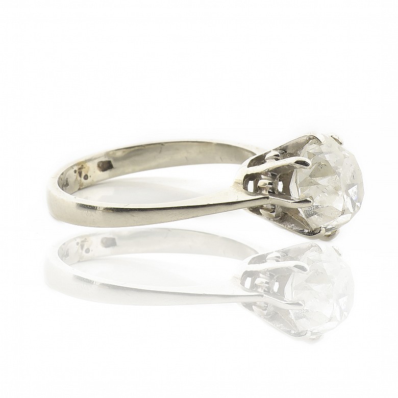 Solitaire Ring in 18k white gold, with an old-cut diamond - 1