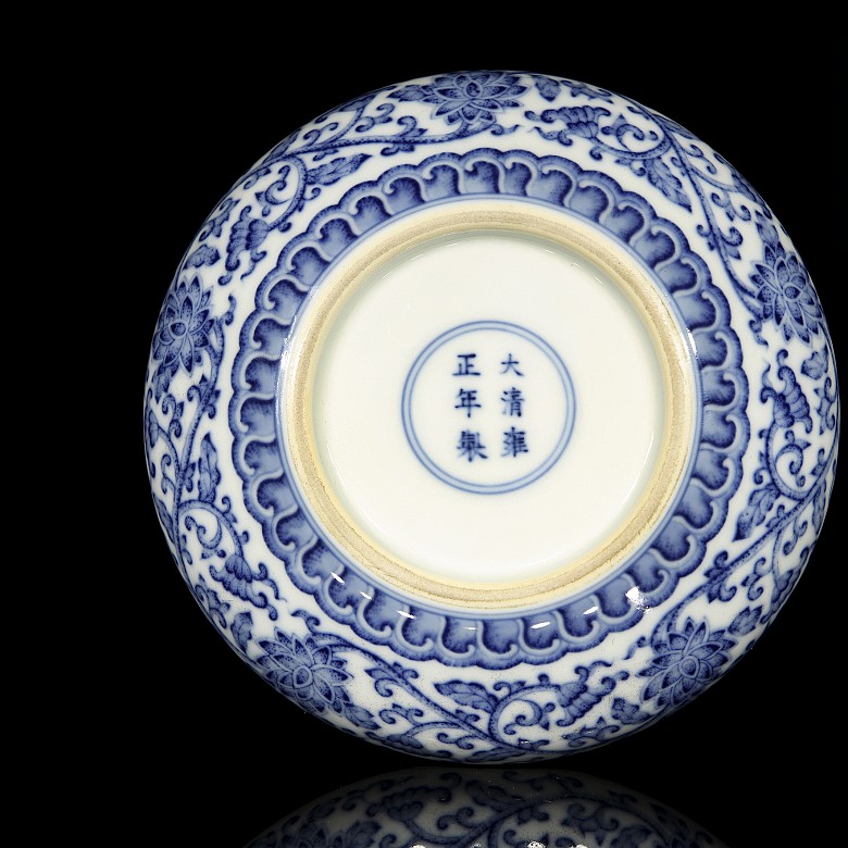 Tintero de porcelana, azul y blanco, S.XX - 5