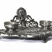 Silver-plated metal inkwell, 19th - 20th century