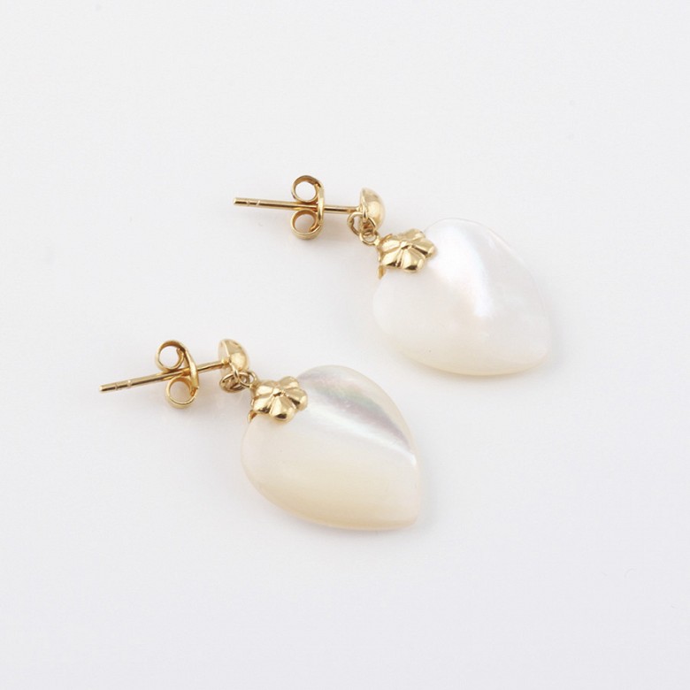 Earrings with natural pearl in 18k yellow gold - 2