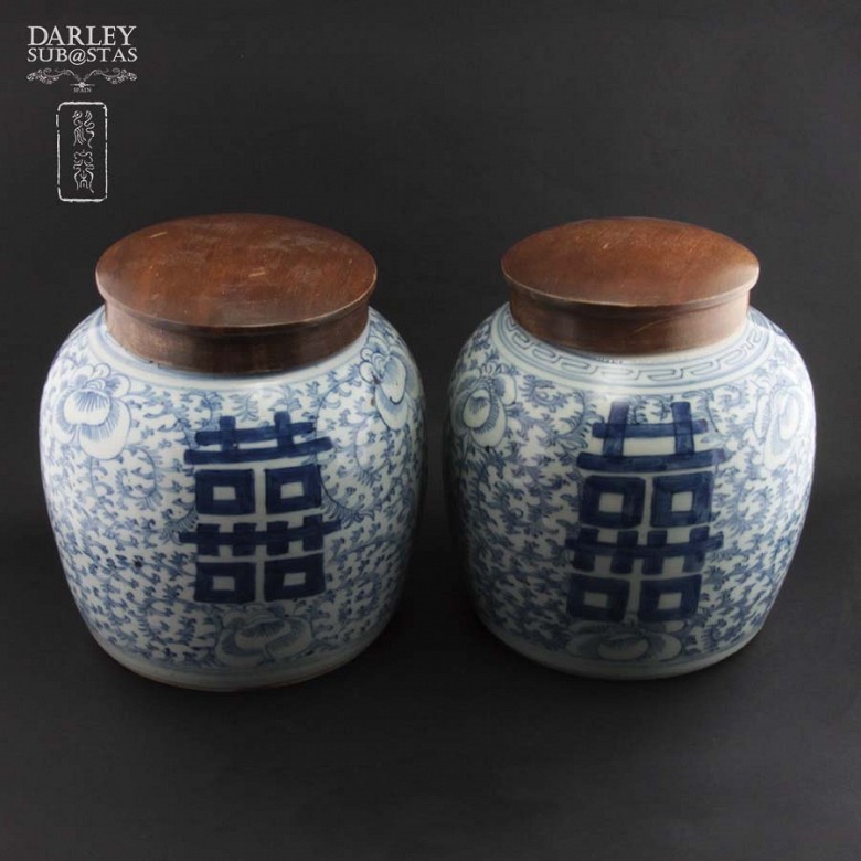 Pareja de vasijas chinas porcelana S. XIX - 2