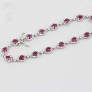 18k white gold bracelet with rubies and diamonds. - 4