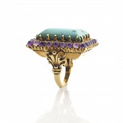 18k Yellow gold ring with natural turquoise