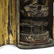 Japanese Buddha, with wooden niche, 19th century - 6