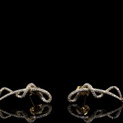Long earrings in 18k yellow gold, pearls and diamonds - 2