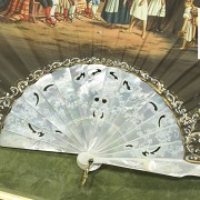 Hand-painted mother-of-pearl fan, Spain, 20th century