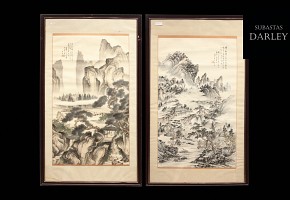 Pair of Chinese drawings 