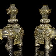Pair of chinese silver elephants, Qing dynasty
