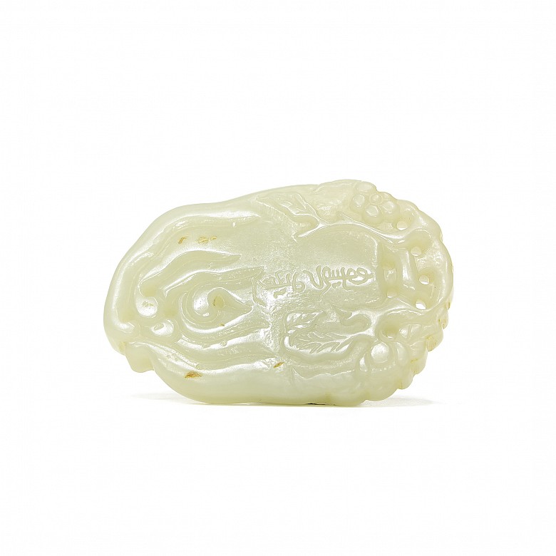 Celadon jade plaque, Qing dynasty. - 3