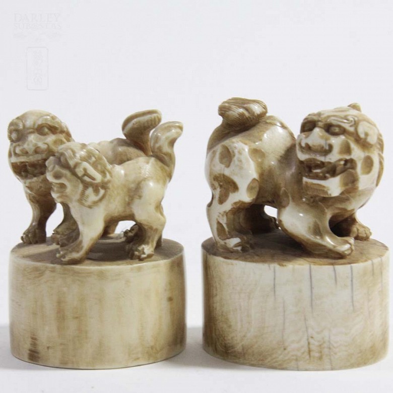 Dos sellos ovales de marfil chino - 6