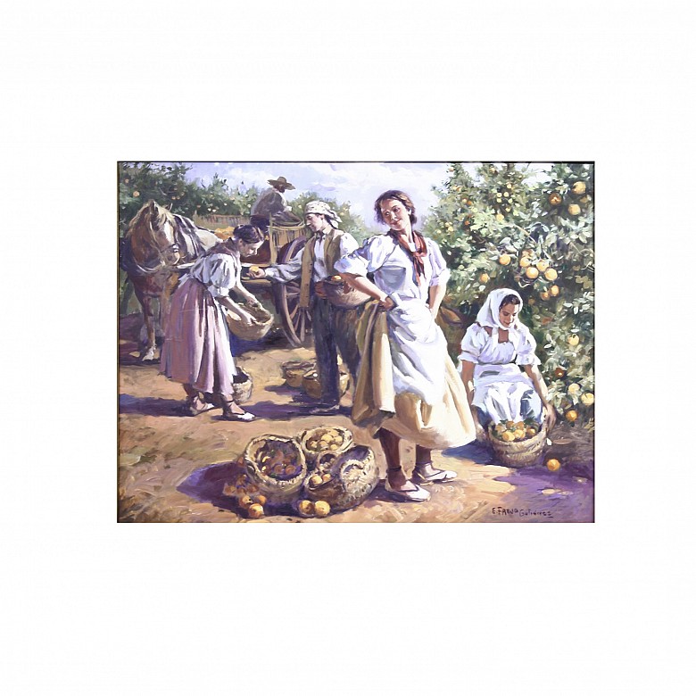 Emilio Frejo Gutiérrez (1956) “Labradoras en un campo de naranjas”