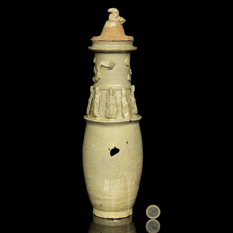 Glazed ceramic funeral urn or vase with lid, Song Dynasty - 8