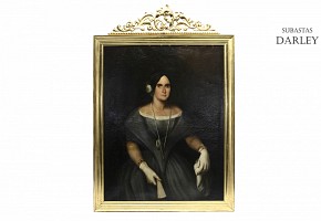 Escuela inglesa s.XIX “Retrato de dama con abanico