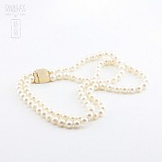 Japanese pearl necklace with sapphires and diamonds - 6