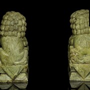 Pair of large Chinese hard stone lions, 20th century