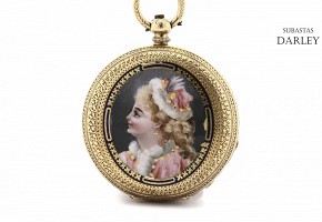 Reloj de bolsillo de dama en oro de 18k, s.XIX
