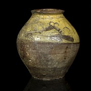 Antique asian glazed ceramic vessel.