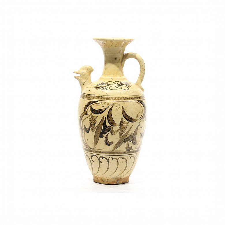 Aguamanil de cerámica china esmaltada, Cizhou.