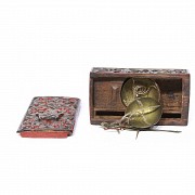 An antique scale with a lacquered box, Persia, 19th century