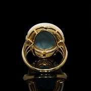 18k yellow gold ring with turquoise and mother of pearl - 4