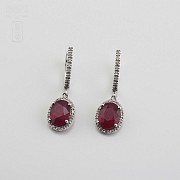 Earrings with ruby 4.34cts and diamond in white gold