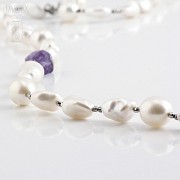 Necklace Amethyst and Pearl  in Sterling Silver, 925 - 1