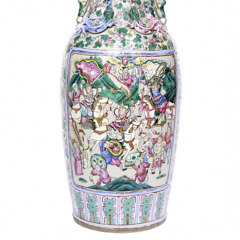Jarrón de porcelana esmaltada, Cantón, s.XX