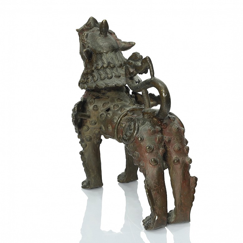 León guardián de bronce, Nepal, S.XIX - 4