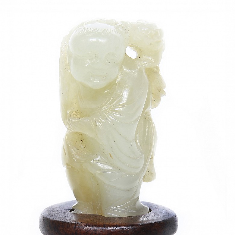 White jade human figure with base, China, Qing Dynasty (1644-1912)
