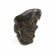 Carved libation cup with cherry blossoms, Qing dynasty.