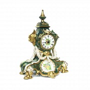 Gilt and enamelled porcelain clock, 19th century